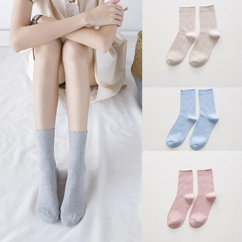 AWAYTR/женские носки яркие цвета вязаные для девочек простые Молодежные в