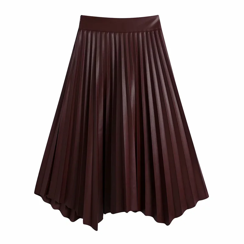 

Women Autumn Fashion Suits 2-piece sets 2020 PU Blouses Tops and Pleated Skirts Female Street Two-pieces Set Clothes