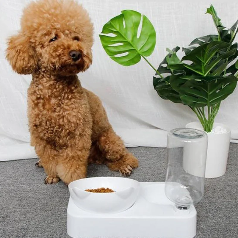 

Pet Bowl Dogs Cats Bowl Food Drinking Fountains with Automatic Water Outlet Anti-overturning Feeders Dish Pet Accessories