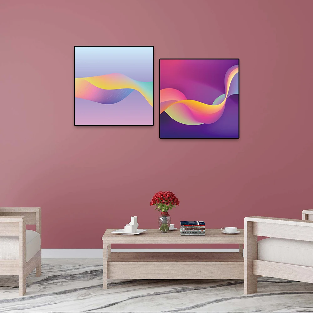 

Laeacco Fashion Canvas Poster Painting Purple Tone Gradient Curve Line Pattern Prints Wall Picture Living Room Modern Home Decor