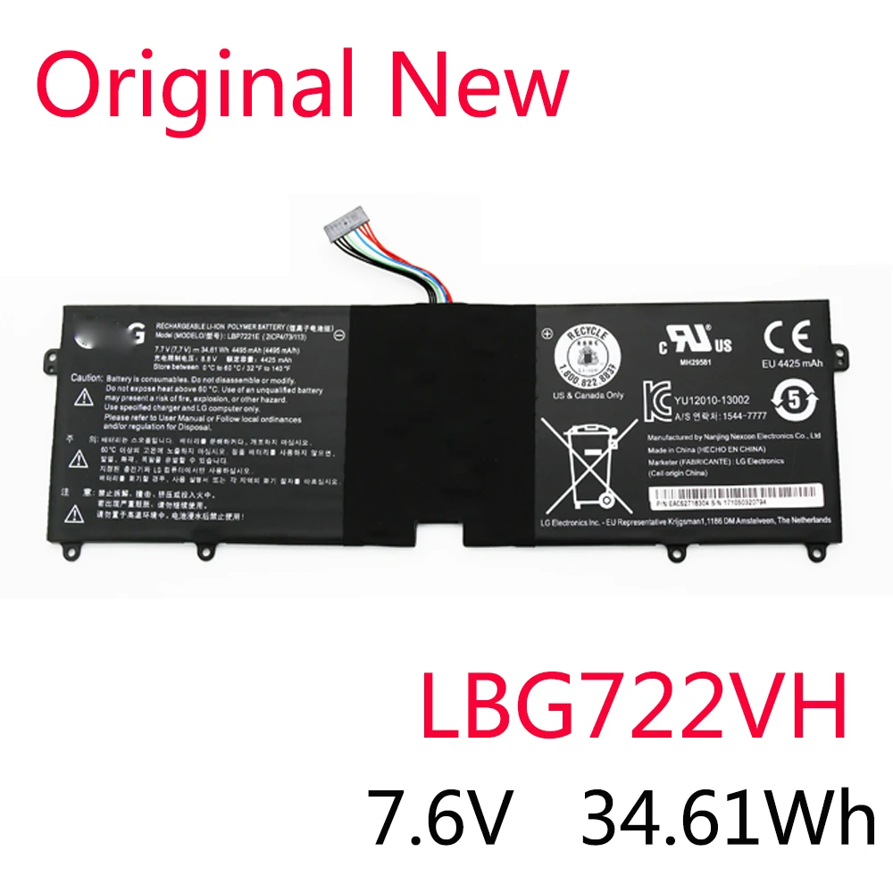 

Новый оригинальный аккумулятор LBG722VH для LG 13Z940 13ZD940-GX58K 14Z950 14Z950-A EAC62718301 LBP7221E