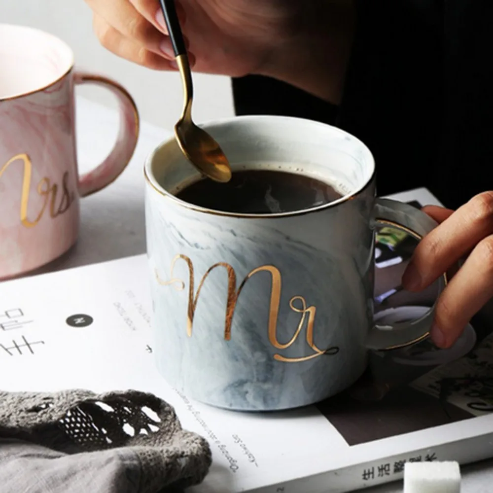 Mr. Mrs керамическая мраморная кружка кофейная чашка для чая молока завтрака