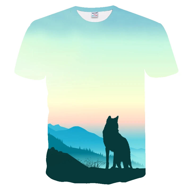 Летняя футболка с принтом серии волк 3DT рубашка мужская и женская летняя Модная