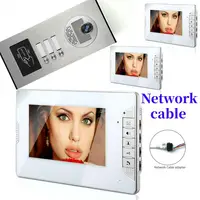 6 Apartment Visual Intercom 7 Inch Monitor Wired Network Cable Video Door Phone Doorbell Intercom Camera RFID Access Control Kit