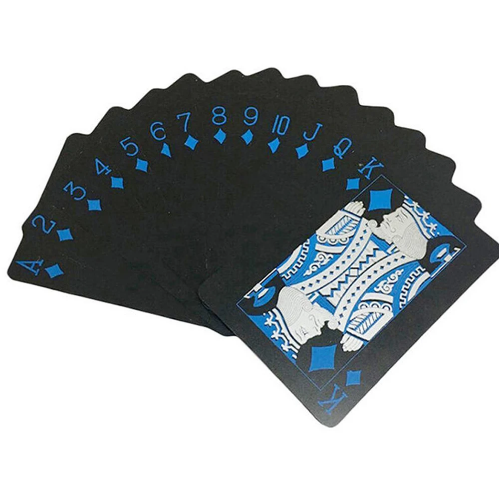 54Pcs Fine-Quality Plastic Pvc Poker Waterproof Black Playing Cards Creative Gift Practical Magic Gambling Board Game | Спорт и