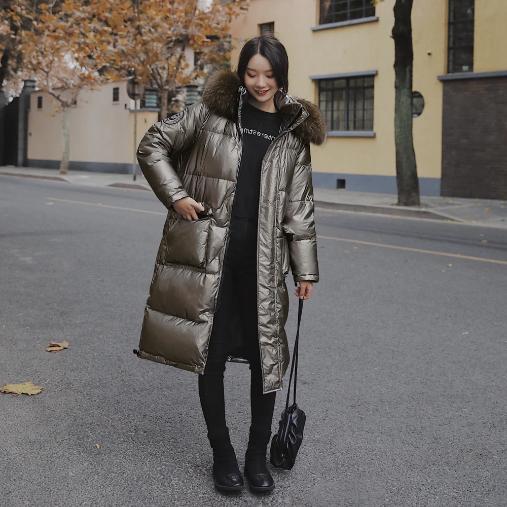

Winter 2020 Female Jacket Glossy Solid Faux fur Parkas Coat New Fashion Thick Warm Loose Casual Oversized Women Jacket M58