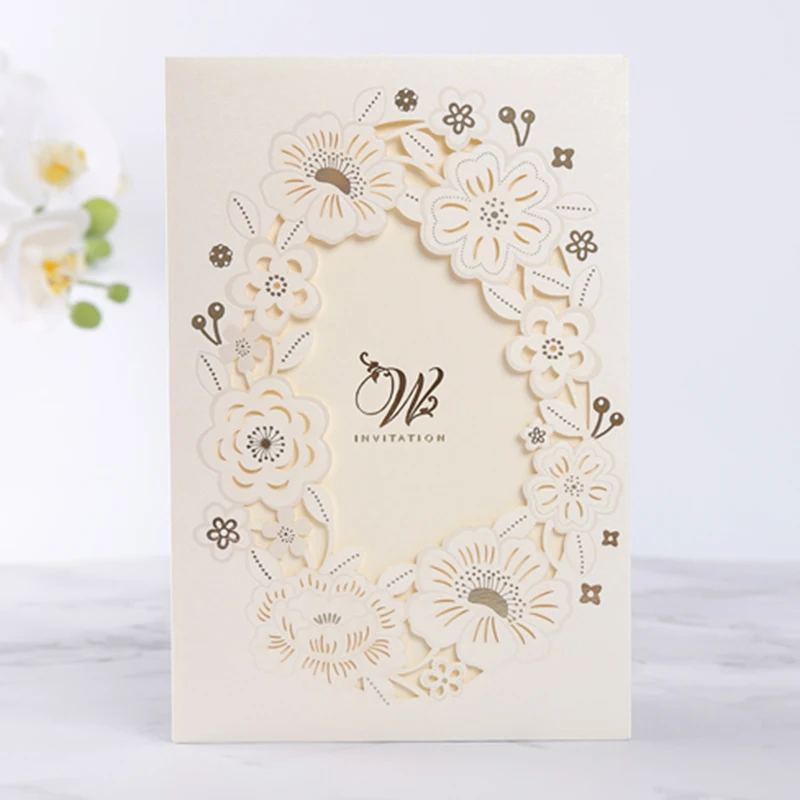 1 шт. лазерная резка свадебные приглашения элегантные роскошные цветочные