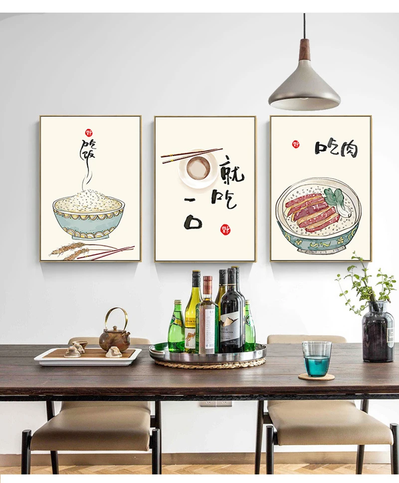 

Постеры в китайском японском стиле с изображением еды и котов, картины на стену в восточном стиле кухни, картины на холсте