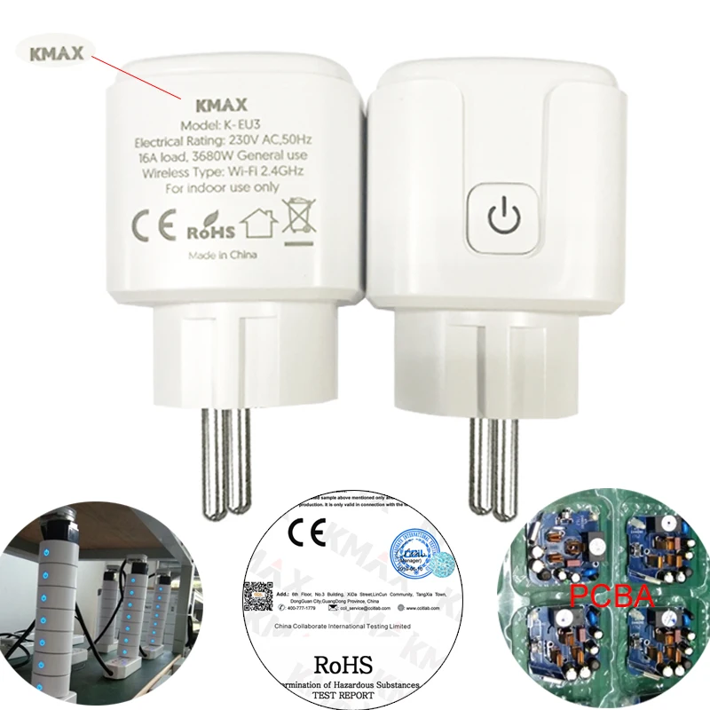 KMAX ЕС smart plug WiFi беспроводной удалить управление 16A розетка включение и выключение