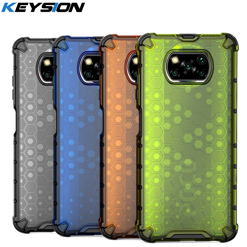 keysion shockproof case for xiaomi poco x3 nfc m3 m2 pro x2 honeycomb phone cover for xiaomi mi 10t pro 5g mi 10t lite 10 ultra free global shipping