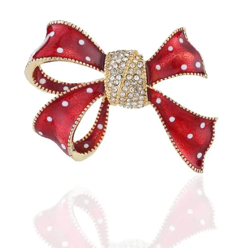 

Vintage Red Color Rhinestone Large Bow Brooches for Women Elegent Crystal Bowknot Brooch Enamel Pin Fashion Jewelry Accessories