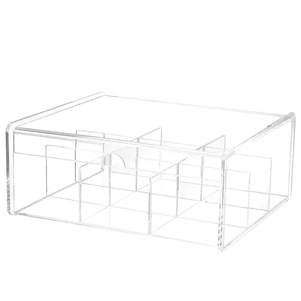 

1pc Grid Tea Storage Box Acrylic Storage Container Dustproof Tea Organizer