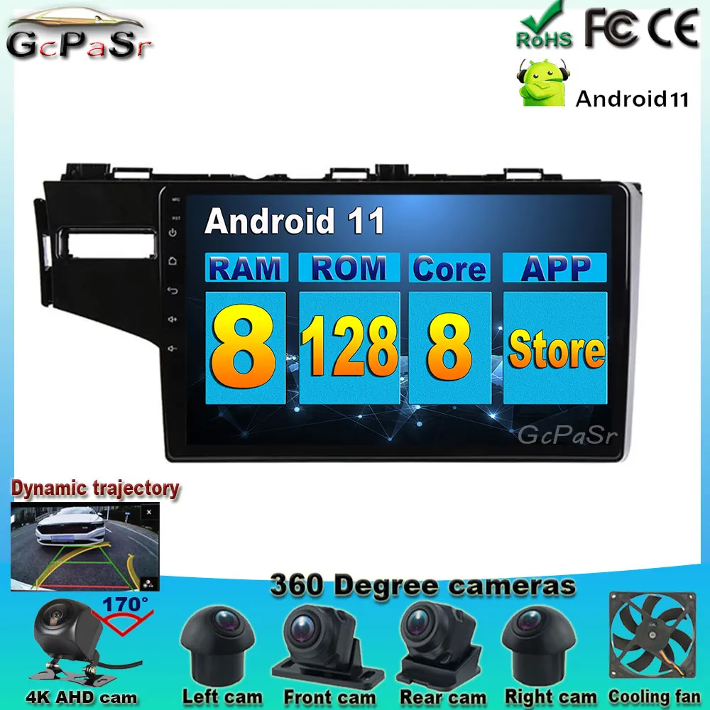 Android 11 для Honda Jazz 3 2015 - 2020 Fit GP GK 2013 автомобильное радио - Цена: 