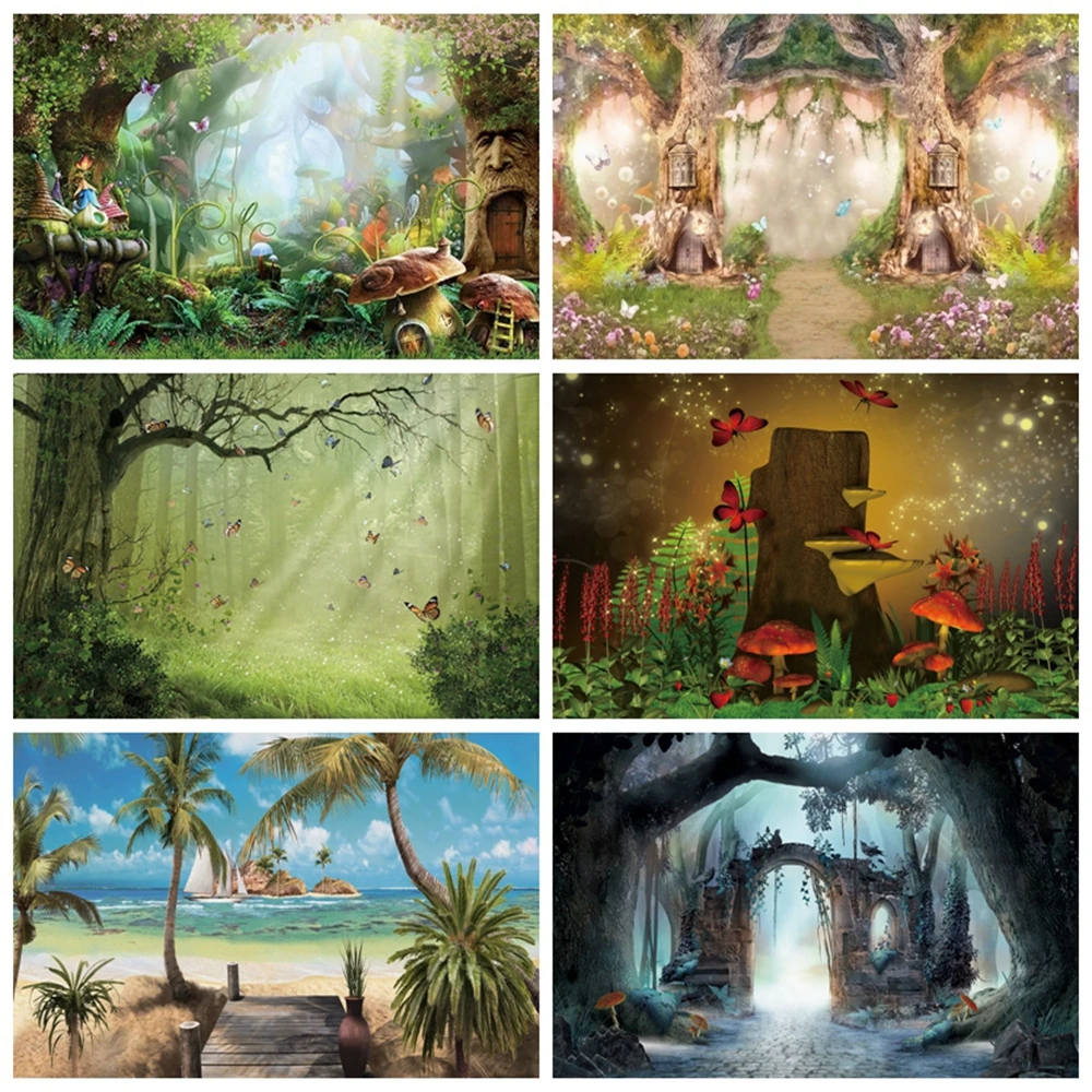 Виниловый фон для фотосъемки с изображением леса джунглей мечтательной сцены