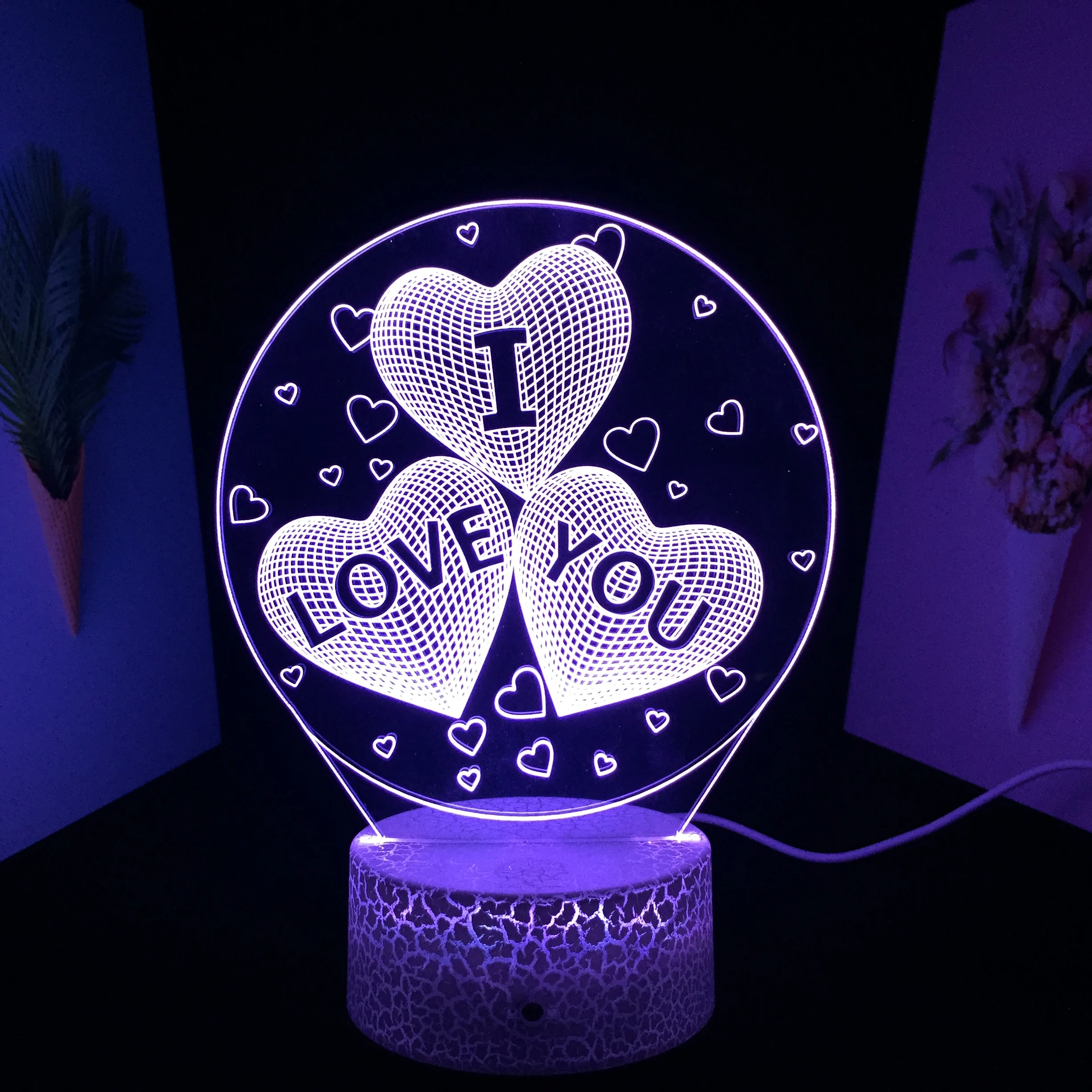 

Valentine's Day Gifts 3D LED Night Light for Wedding Home Room Decor Proposal Atmosphere Light Boy Friend or Girl Friend Gift