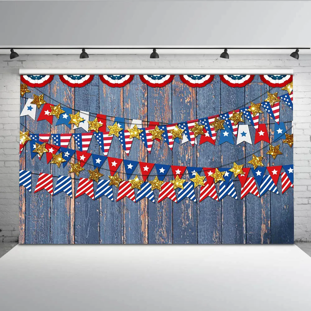 

MOCSICKAPhotography Background Blue Wood American Flag independence Day Photo Backdrop Studio MW-135