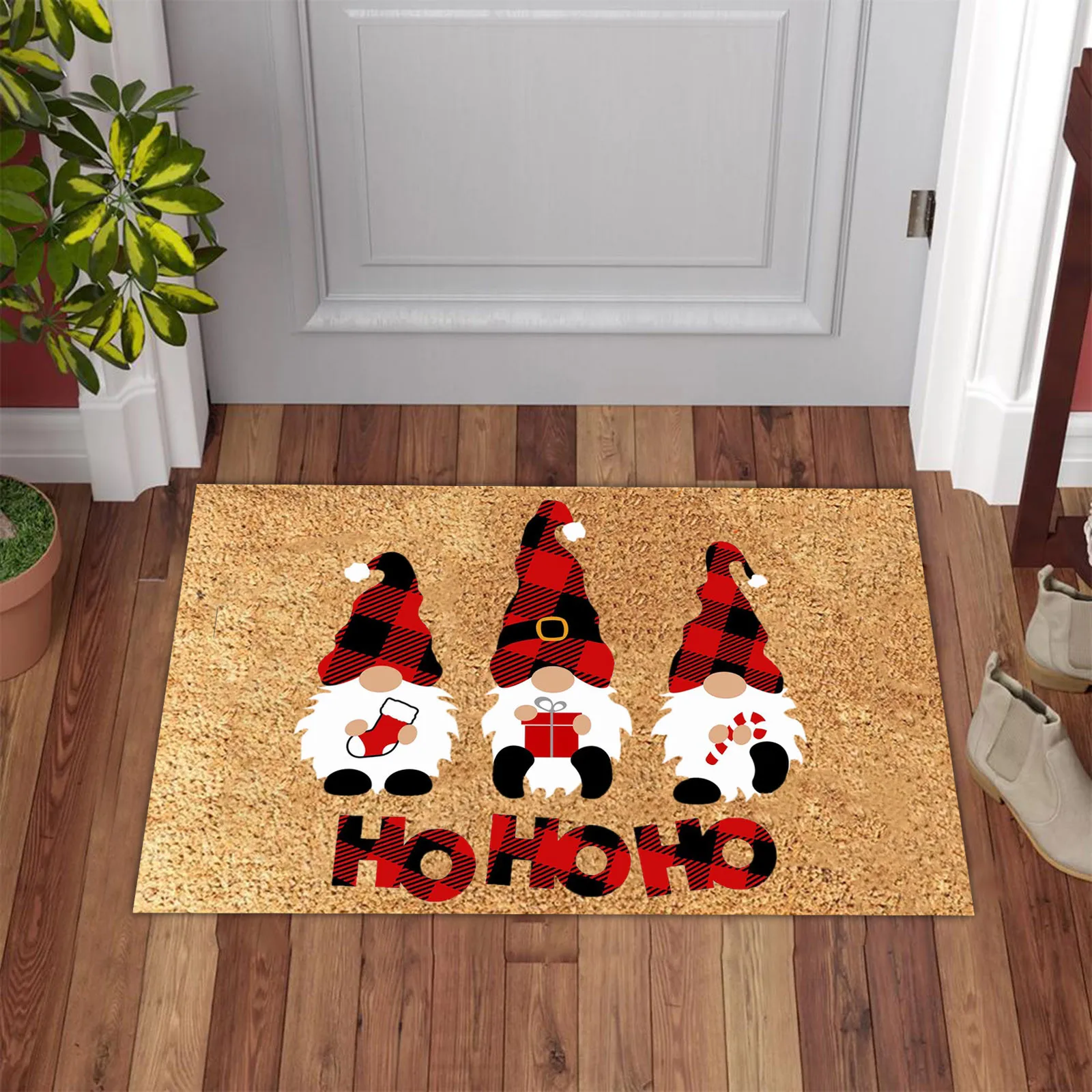 Red Christmas Mat Santa Claus Elk Floor Xmas Non-Slip Doormat Kitchen Bathroom Decor Merry For Home P5 | Дом и сад