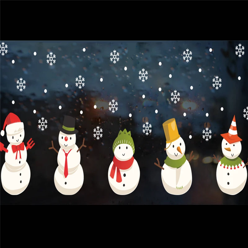 

merry christmas snowman 30*90cm wall stickers for kids room home decor cartoon happy new year decals pvc mural art gifts