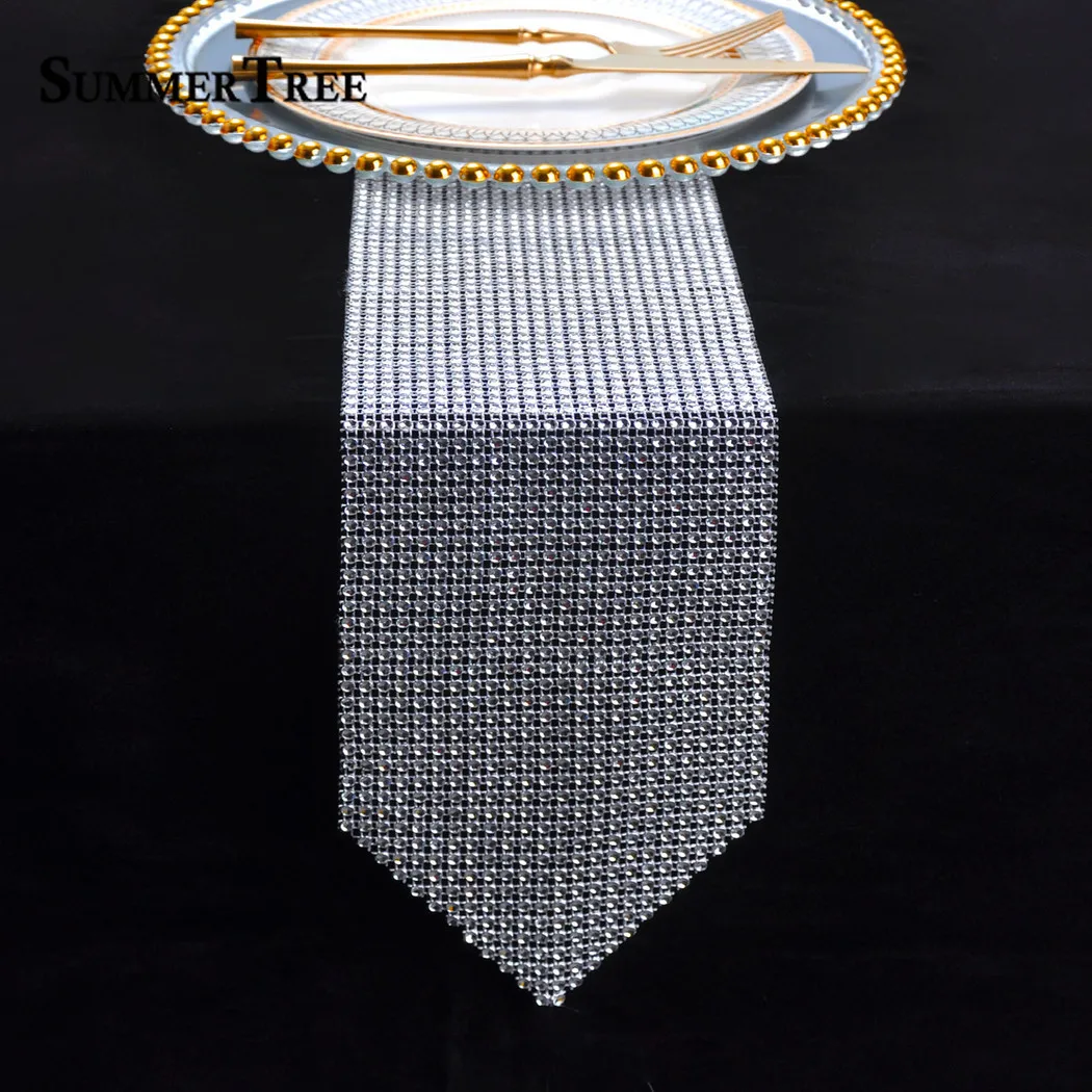 Золотистый серебристый цвета алмаза настольная дорожка с сеткой лента