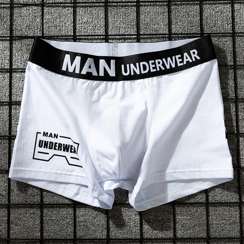 

2021 New Cotton Men's Panties Flat-corner Pants Trend Personality Breathable Youth Four-corner Pants