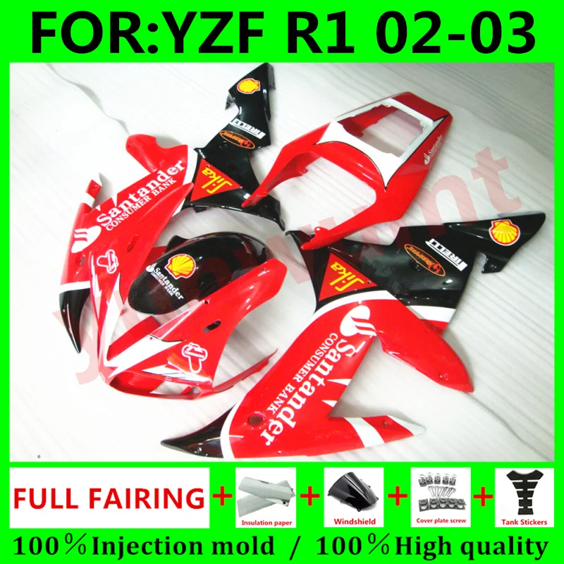 

New Motorcycle Full injection mold fairings kits for YAMAHA YZF R1 2002 2003 R1 02 03 bodywork ABS fairing parts set red white