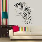 Виниловые наклейки Pretty Girl для спальни, наклейки на стену с рисунком цветов и волос для женщин, художественные фрески WL409