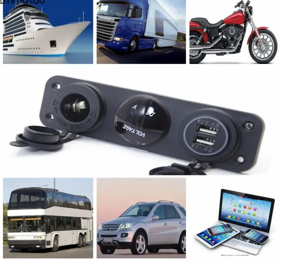 USB вольтметр с 1/2/3 отверстиями прикуриватель светодиодный дисплей сделай сам