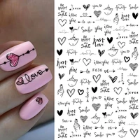1pc heart love design 3d nail sticker english letter stickers face pattern trasnfer sliders valentines day nail art decoration