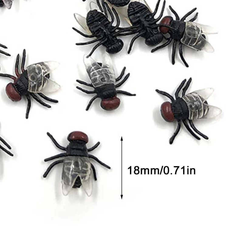 

100 Pcs Fake Flies Plastic Simulated Insect Fly Bugs Joke Toys Prank Halloween Party Favors