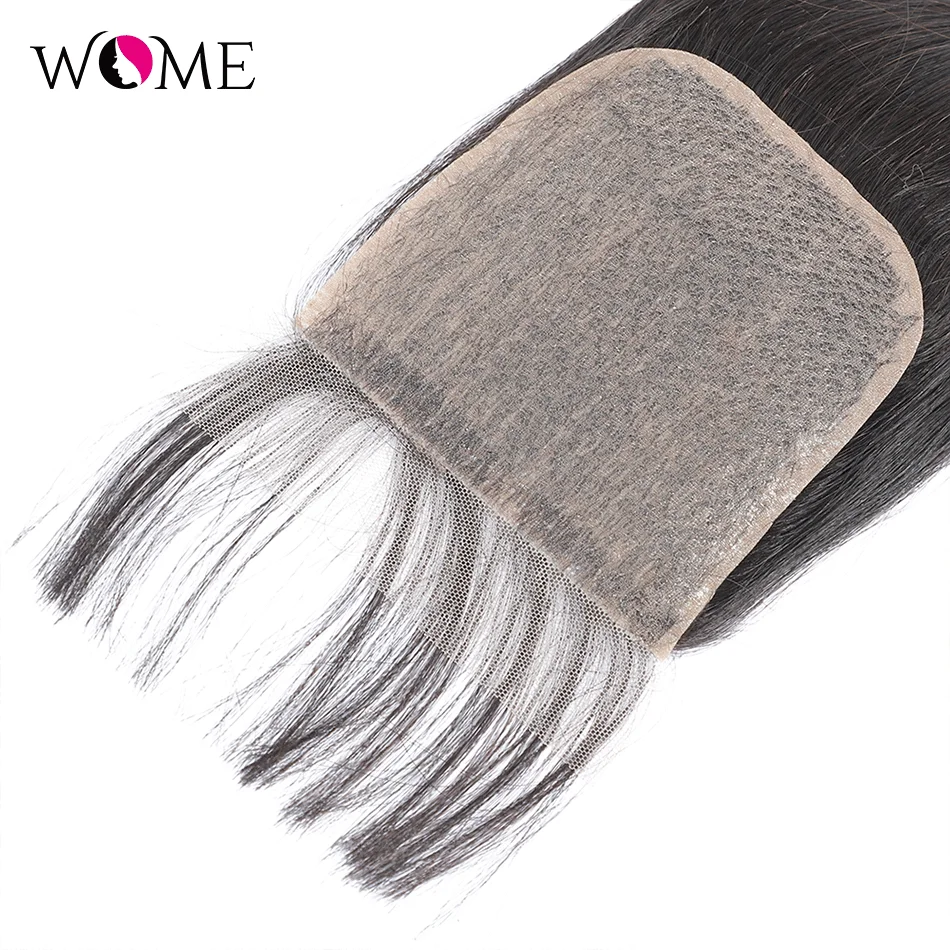 

Wome Brazilian Straight Hair 4/3 Bundles Remy Human Hair Extension With 4x4 Fake Scalp Closure Double Weft Weave Bundles With Cl