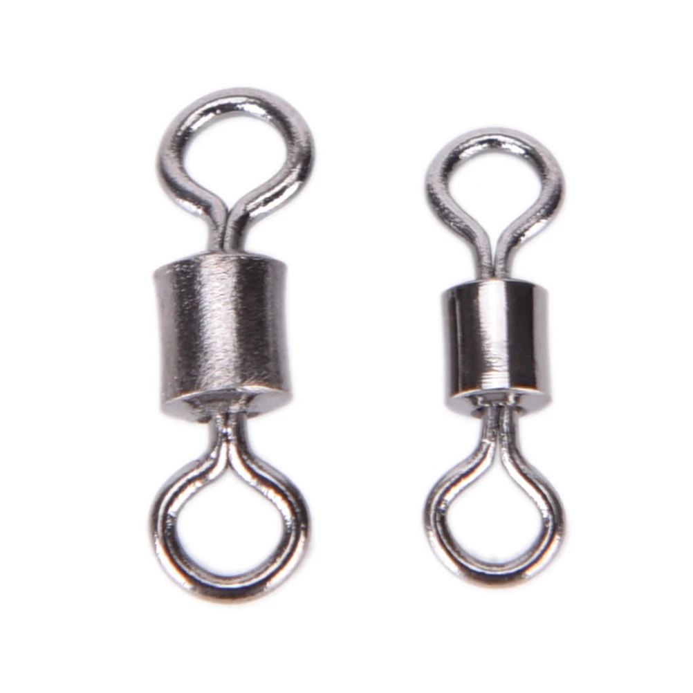 

100Pcs 4#/6#/8#/12# Fishing Swivels Knurling Connector Ball Bearing Swivel With Safety Snap Solid Rolling Rings