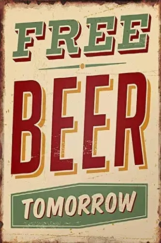 

LZATPD SLALL Free Beer Retro Street Sign Household Metal Tin Sign Bar Cafe Car Motorcycle Garage Decoration Supplies12 X 8 Inch