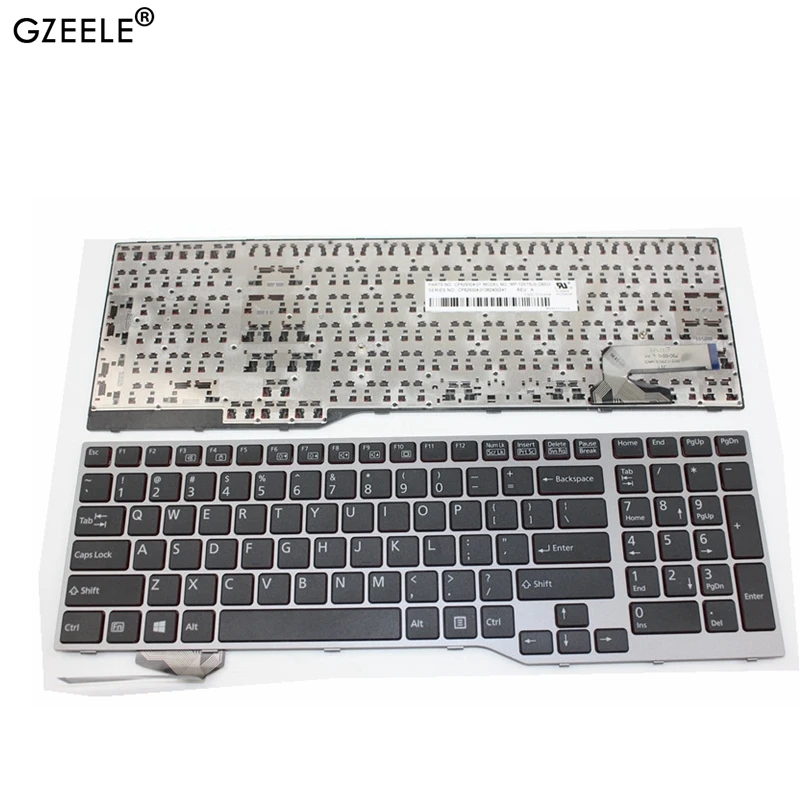 GZEELE Английский ноутбук клавиатура для Fujitsu Lifebook E753 E754 E756 ноутбук серебряная рамка