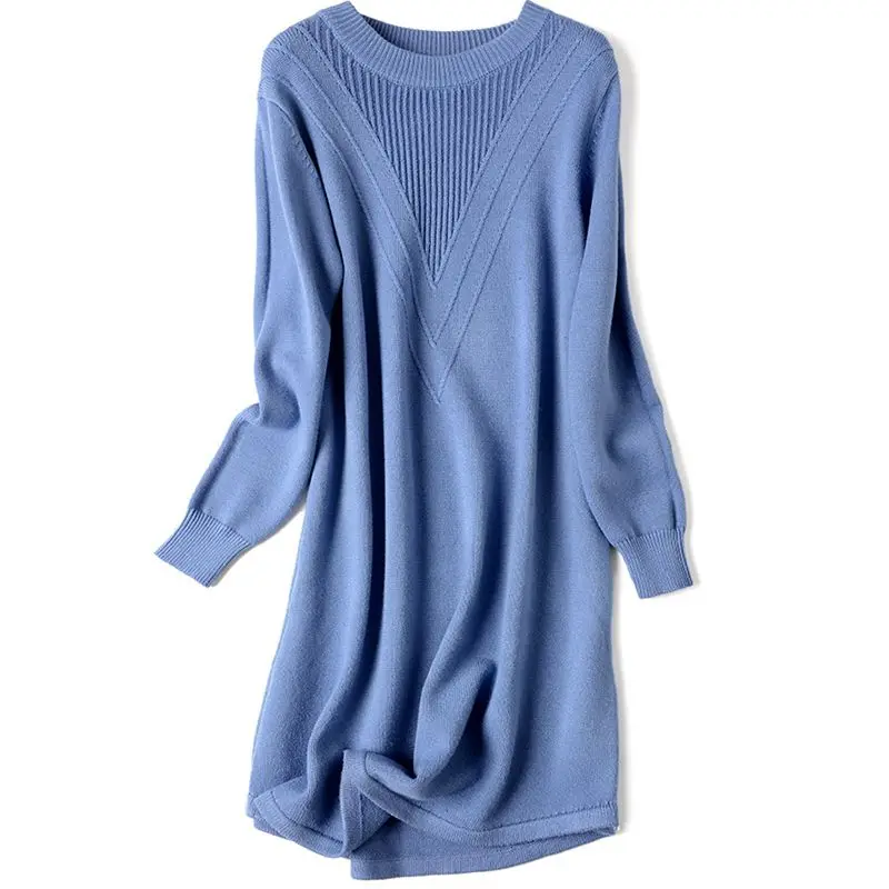 

Solid Knit Women Pullovers And Sweaters Long Sleeve Female Jumper Autumn Winter Thick Warm Knitwear Medium Long Sweat