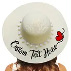 Соломенная шляпа с вышивкой и надписью вашего имени, женская шляпа от солнца с широкими полями, пляжная шляпа с помпоном для свадебвечерние НКИ