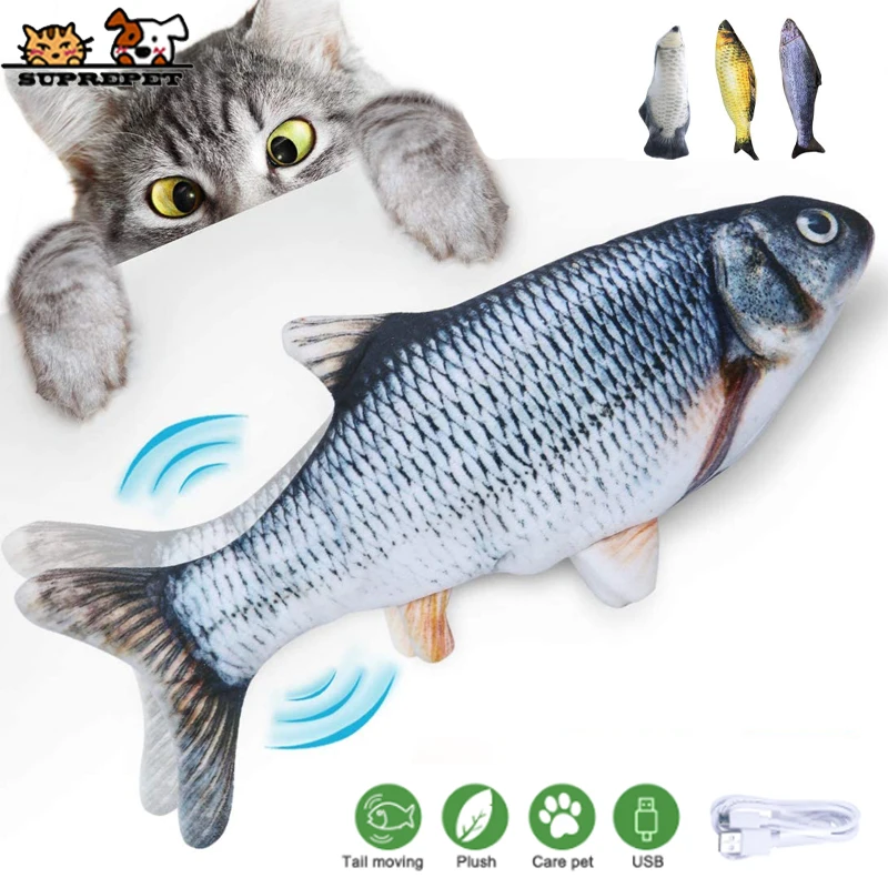 SUPREPET Dancing Fish Cat игрушка 3D Плюшевые игрушки Catch Me С Кошачьей Мятой электрическая USB