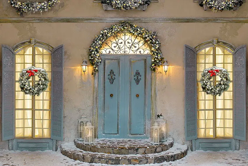 Рождественские украшения для дома Рождественская елка дверь окно лестница декорация фото фон для студийной фотосъемки