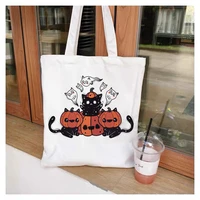 satan devil cats graphic print shopping bag tote bags shoulder bag canvas bags large capacity college handbagdrop shipping