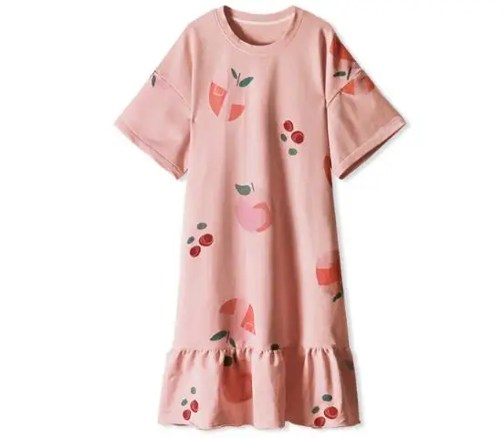 

Sweet loose night dress women short sleeve cotton sleepwear nightgown casual plus size nightshirt female night wear shirt 3XL