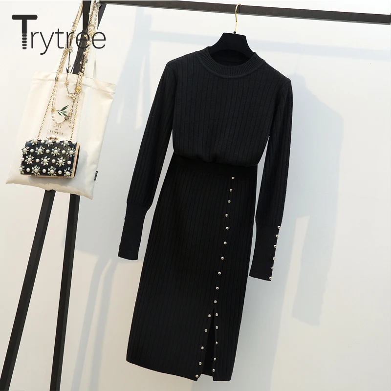 Trytree/осенне зимний комплект из двух предметов вязаный Повседневный пуловер с