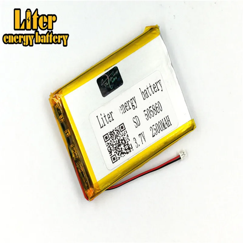 1.25MM 2pin connector 3.7 V 505860 2500mah Li-ion polymer battery MP3 MP4 MP5 small toys li po rechargeable | Электроника