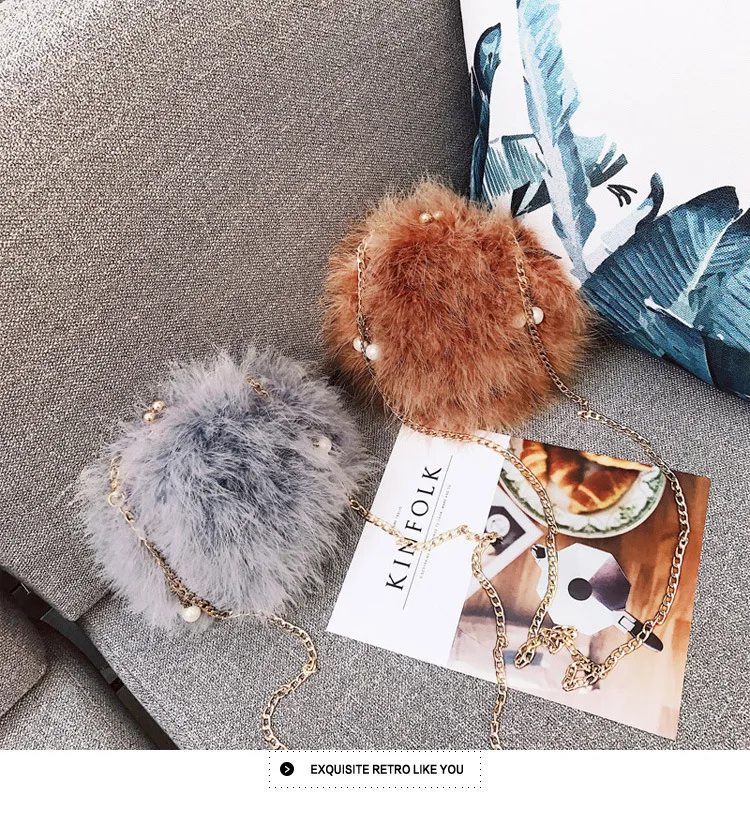 Luxury Designer Fur Purse Women Ostrich Feathers Evening Party Bag Famous Brand Handbag Fall Winter Party Day Cluthes Drop Ship