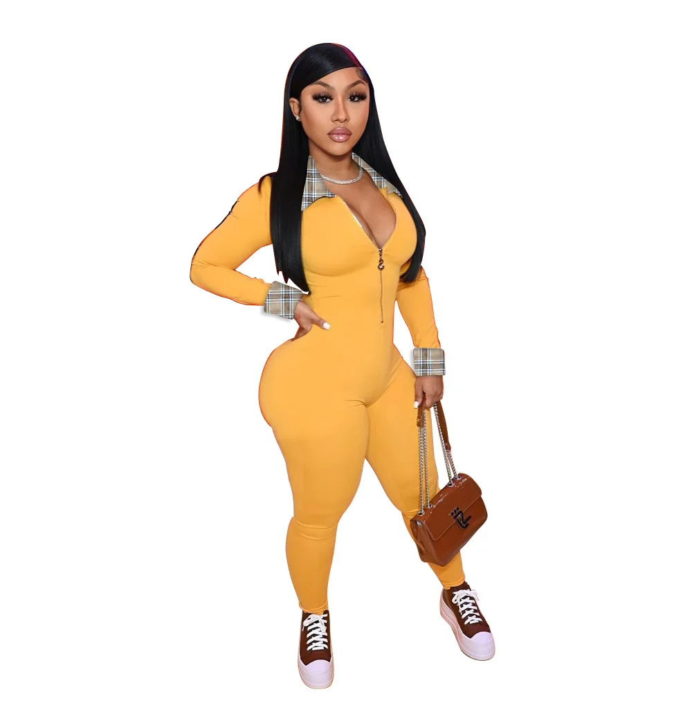 

Women's Jumpsuit fashion sexy casual solid color zipper one piece overalls for women denim dropship