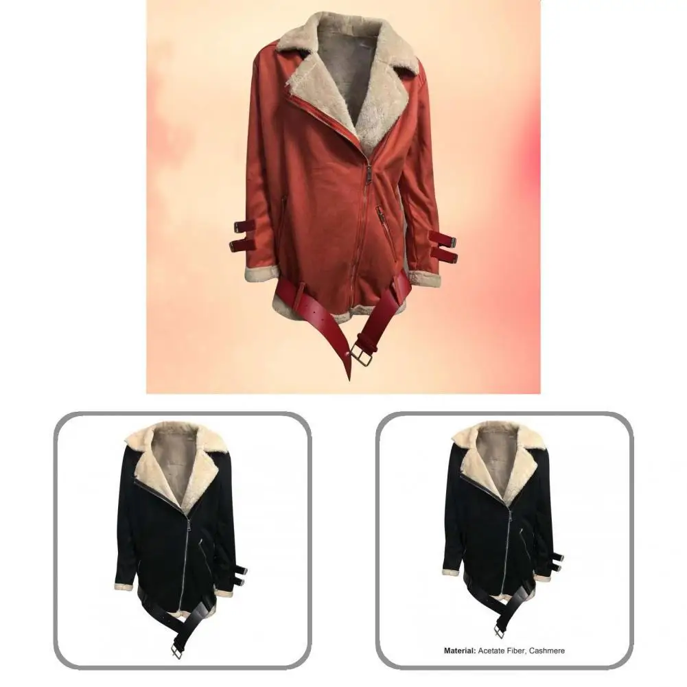 

Women Coat Mild to Skin Women Outwear Soft Keep Warmth Trendy Elegant Women Turn-down Collar Coat