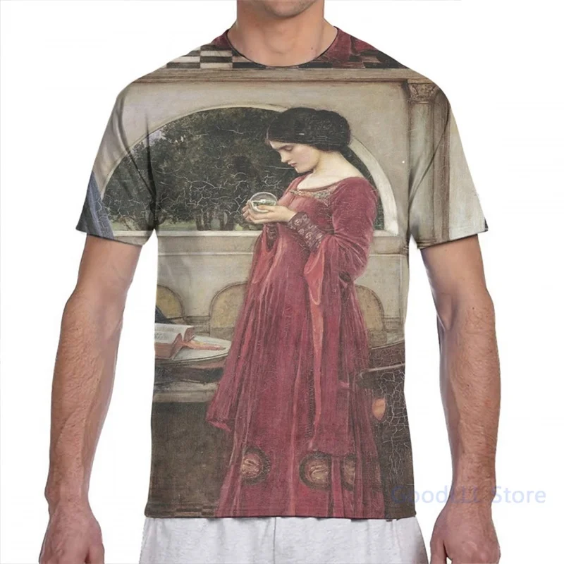 John William Waterhouse The Crystal Ball Мужская футболка женская с принтом для девочек топы