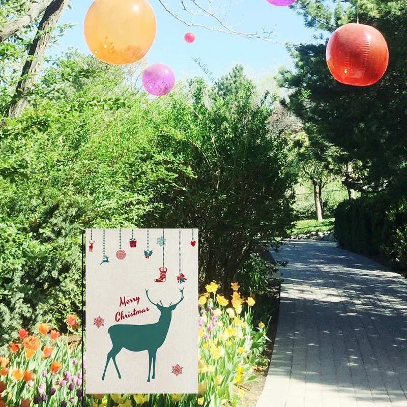 Счастливая фотография рождественские флаги лось двусторонний Печатный Открытый