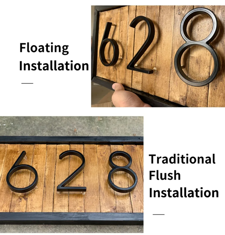 12cm Big 3D Modern House Number Door Home Address Numbers for House Number Digital Door Outdoor Sign Plates 5 Inch.#1 Black