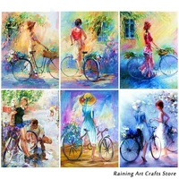 5d diy diamond painting girl bike full drill vintage embroidery cross stitch kits landscape mosaic pictures handmade home decor