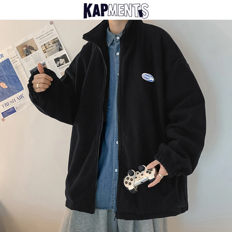 

KAPMENTS Men Thick Cotton Solid Jackets 2022 Mens Winter Oversized Black Fashion Windbreaker Male Colorfuls Streetwear Outwear