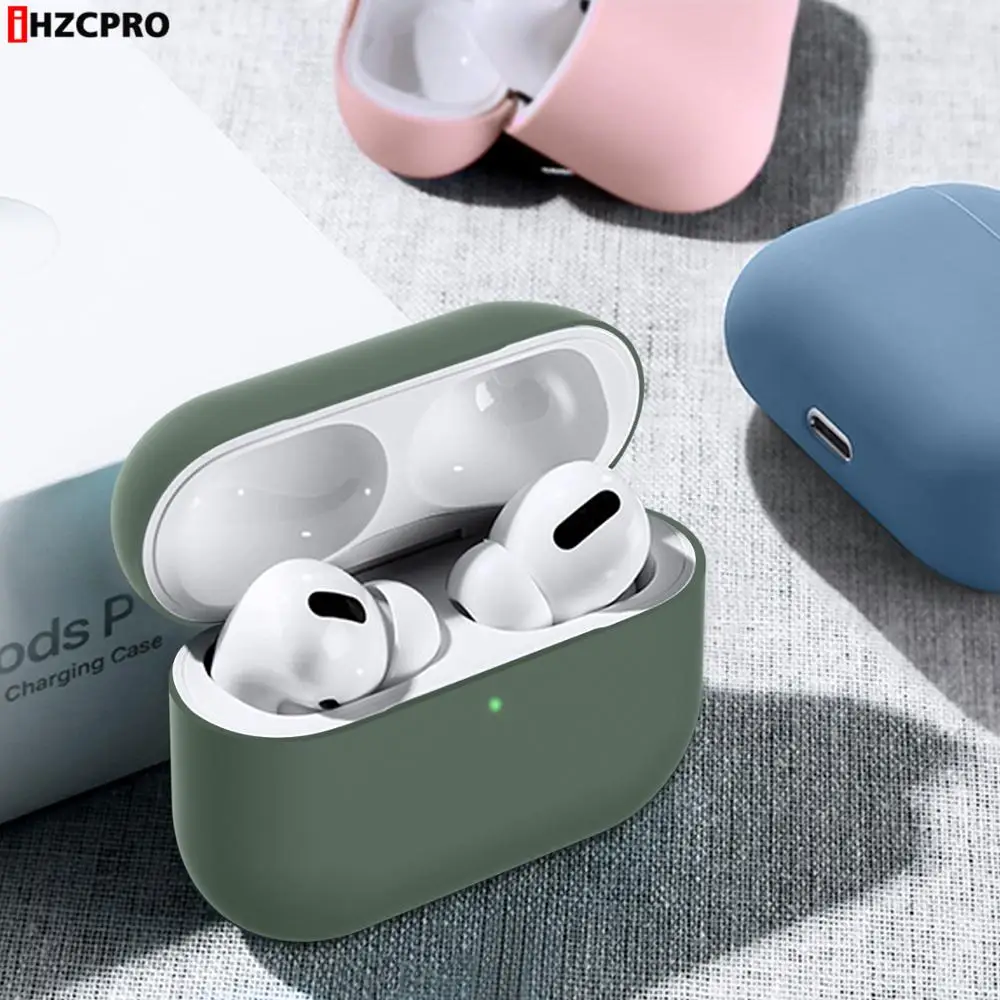 Чехол для AirPods Pro, мягкий жидкий силиконовый защитный чехол, видимый передний светодиодный чехол для AirPods Pro, чехол 3, модный зеленый